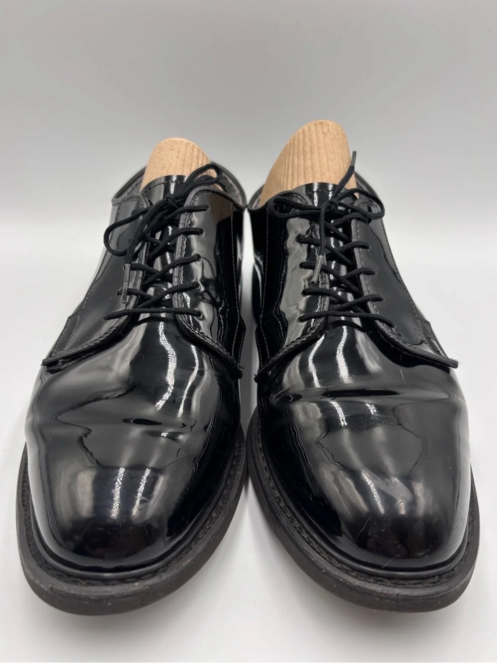 Bates Lites Mens Size 10 Black High Gloss Lace Up Oxford Shoes Vibram Uniform